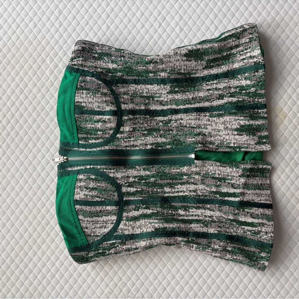 Green and Gray Patterned Corset Top
